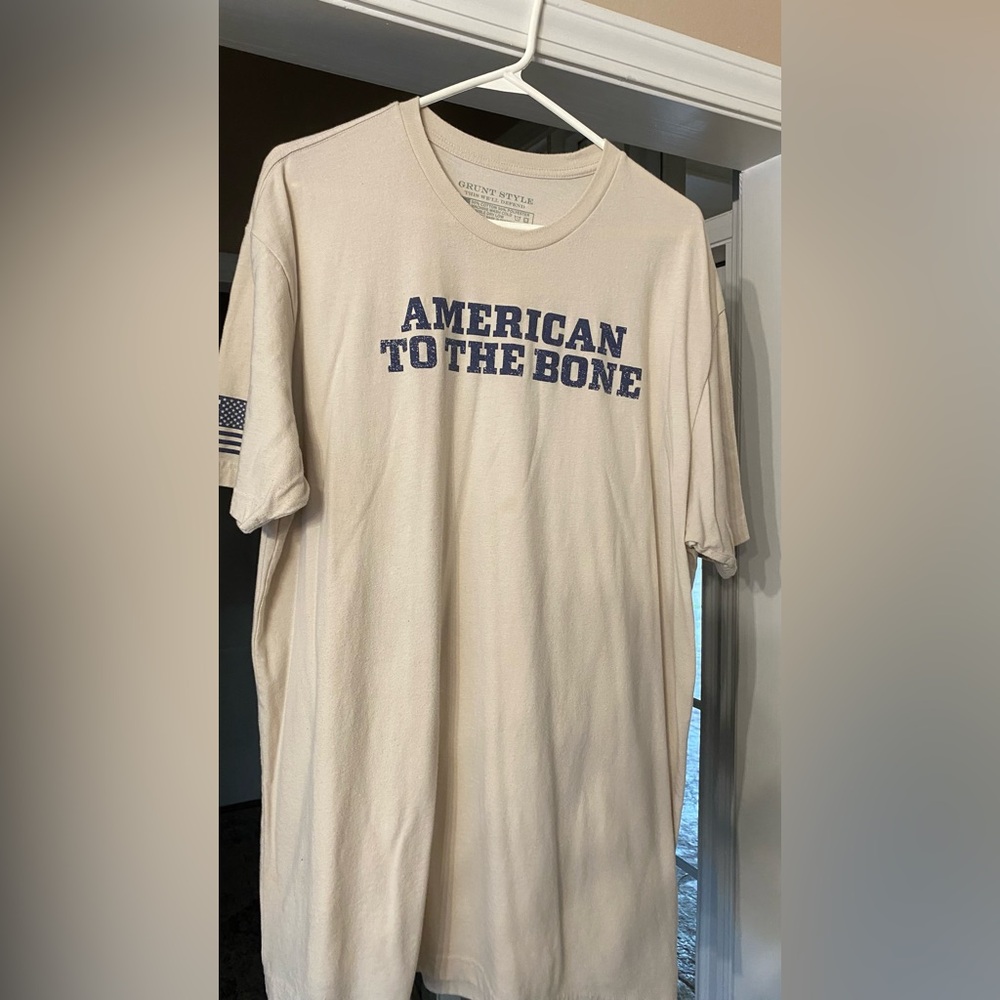 Grunt Style Cream T-Shirt with Blue Print
